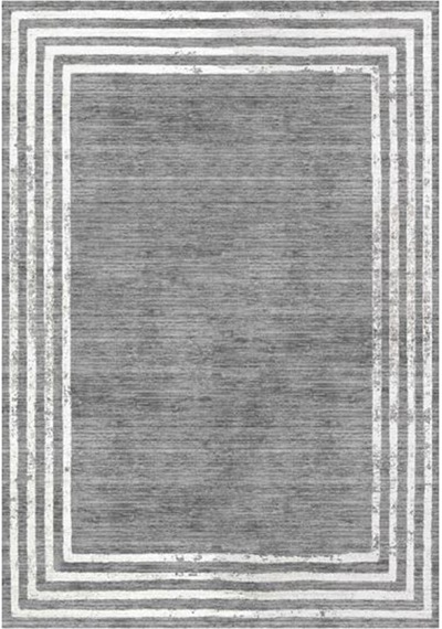 Çam Halı Gloria Td716 Gri Art Deco Modern Desen Dokuma Saçaklı Kilim