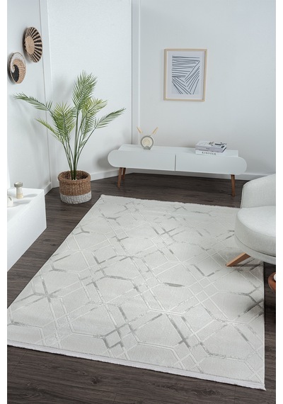 Mariesse Home Bambu Dokulu Modern Sık Dokuma Koridor Kesme Yolluk Dokuma Makine Halısı Y00595a Gri