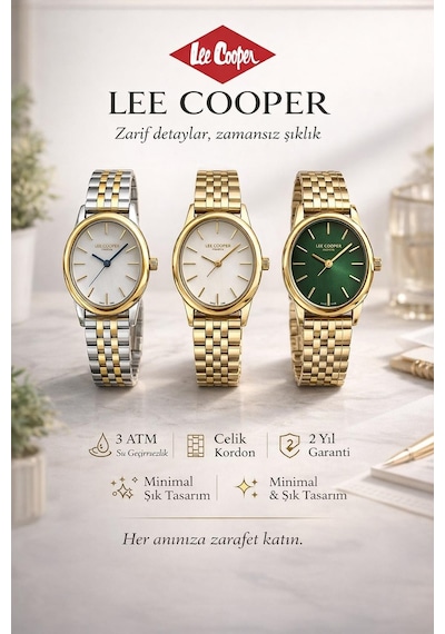 Lee Cooper Küçük Kasa Vintage Özel Tasarım 2 Yıl Garantili 3 Atm Kadın Kol Saati+bileklik 08319.120s Sarı