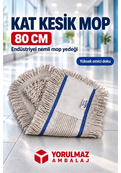 80 Cm Kat Kesik Mop Yedeği Yüksek Emici Profesyonel Zemin Silme Bezi