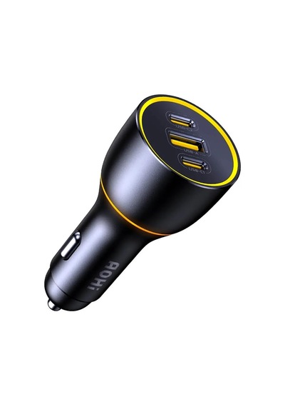 Ayrex Superauto Araç İçi Şarjı, 3 Portlu Pd 170w Type-c To Type-c, Usb, Hızlı Şarj Çakmaklık Adaptörü, Siyah