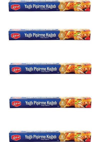 Roll-Up Yağlı Fırın Tepsi Pişirme Kızartma Kağıdı 5'li 8 M