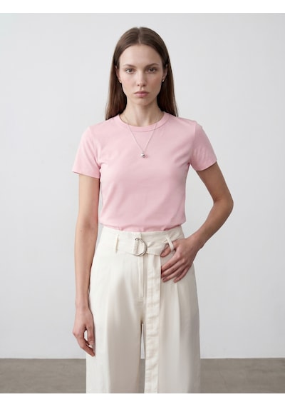 Dilvin 32779 Bisiklet Yaka T-shirt-toz Pembe