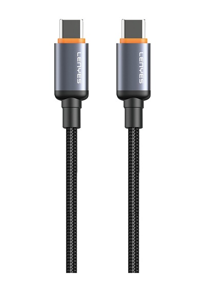 Lenyes LC528 Type-C To Type-C 60W Hızlı Şarj Özellikli Örgülü Data Ve Şarj Kablosu 1 M Siyah
