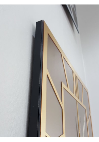 Ayna Denizi Golden Quare Bronze Model Altın Bronz Renk 60 CM x 60 CM Dekoratif Aynalı Duvar Saati Altın