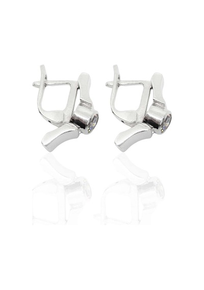 Oya Silver Tek Taş Château Halka Gümüş Kadın Küpe 1.7x1.5 Cm