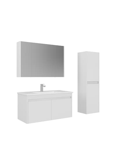 Orka Arno 100 Cm Parlak Beyaz Kapaklı Banyo Dolabı Takımı Ve Boy Dolabı Beyaz