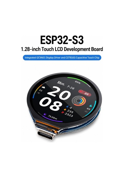 Esp32-s3 1.28" Ips Dokunmatik Lcd Geliştirme Kartı Wifi + Bluetooth 5 Ble Gc9a01 Usb Type-c