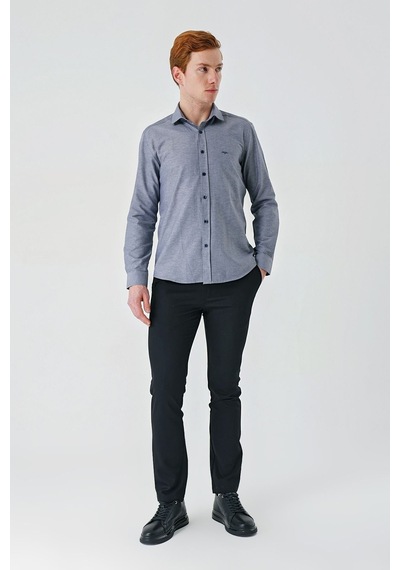 İmza Gri Uzun Kollu Oxford Cepsiz Pamuklu Klasik Slim Fit Dar Kesim Gömlek 1004240235-gri Gri