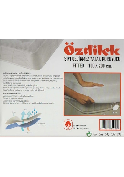 Özdilek Fitted Alez Tek Kişilik Alez Sıvı Geçirmez Alez 100X200 C Özdilek Fitted Alez Tek Kişilik Alez Sıvı Geçirmez Alez 100X200 C