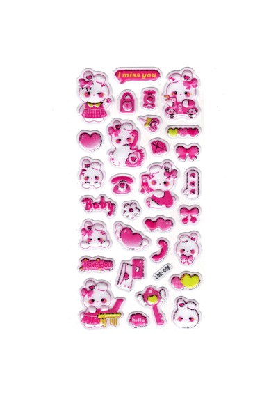 Sticker Kabartmalı Stiker Defter Planlayıcı Etiket Lde008 -19x9cm - Tavşan Ve Telefon