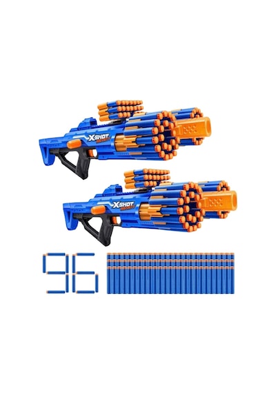 X Shot Insanity Berzerko 8 Atış 96 Dart 2'li Paket, 27 M Menzil Nerf, Oyuncak Tabanca Mavi-turuncu
