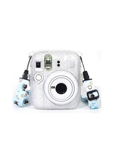 Instax Mini 13 Beyaz Fotoğraf Makinesi Simli Pleksi Kılıf Ve 10'lu Film Hediye Seti