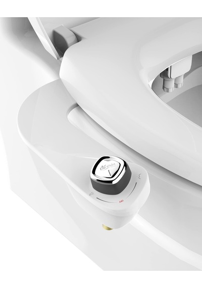 Biobidet Slimedge Basit Bide Tuvalet Takımı, Beyaz, Çift Nozzle, Taze Su Sprey, Elektriksiz, Kolay Montaj, Pirinç Giriş Ve İç Valf Altın