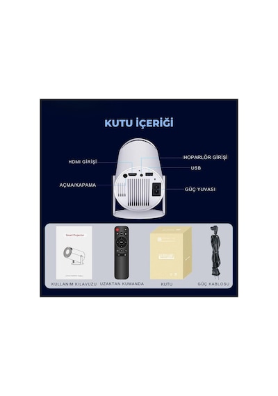 Hy300 Mini Projeksiyon 4k Destekli Android Wifi Bluetooth