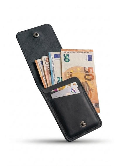 Luvo %100 Gerçek Deri El Yapımı 3 Bölmeli 9 Kart Kapasiteli Cüzdan Premium Kompakt Kartlık Siyah