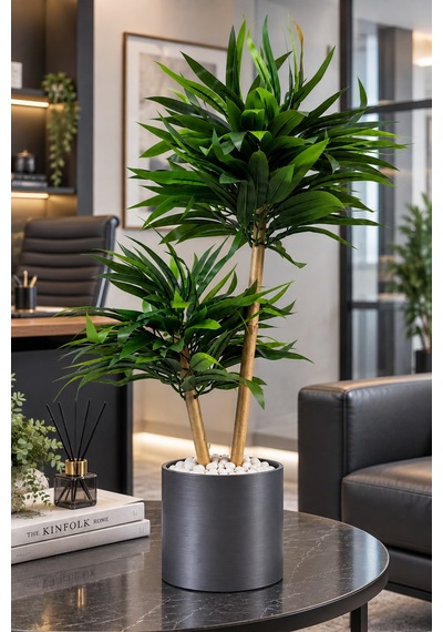 75 Cm Yapay Bambu Metal Saksı 30x30 Dekoratif Ağaç Yeşil