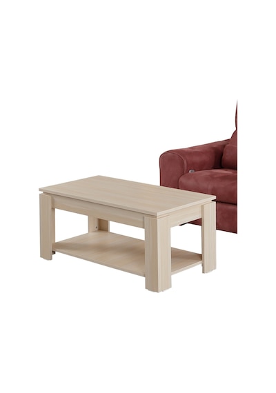 Shelf Orta Sehpa Açık Meşe / Raflı Dikdörtgen Orta Sehpa