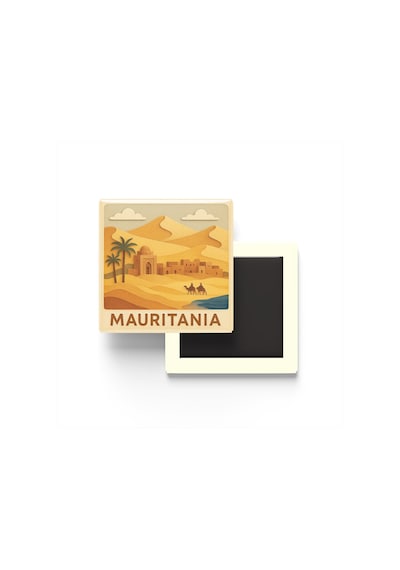 Moritanya - Mauritania - Paper Cut Art - Baskılı Buzdolap Magneti Kare - 9x9 Cm