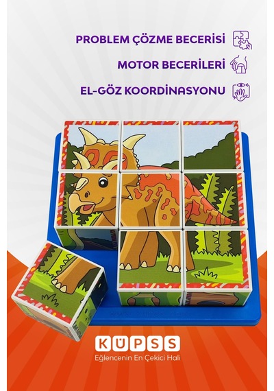 Küpss Dinozorlar 3d Küp Puzzle, Seri 2, 9 Küp 6 Dinazor Yapboz