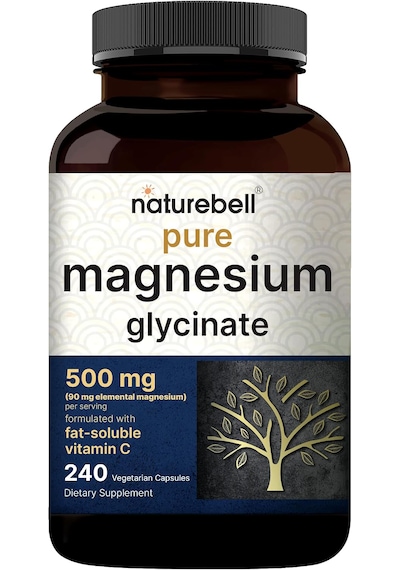 Naturebell Pure Magnesium Glycinate 500mg, 240 Veggie Capsules Orijinal Usa Menşeii Dmmedicineden