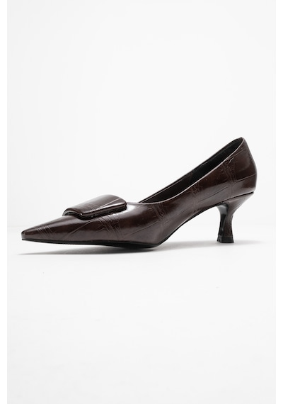 Luvishoes Luvi Shoes Marcıa Kahverengi Baskı Tokalı Kadın Topuklu Ayakkabı Kahverengi