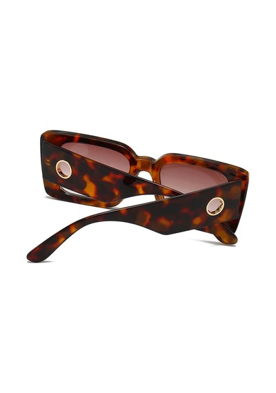Zaveth Leopar Desenli Kemik Çerçeve Gold Detaylı Kare Vintage Retro Unisex Güneş Gözlüğü Çok Renkli