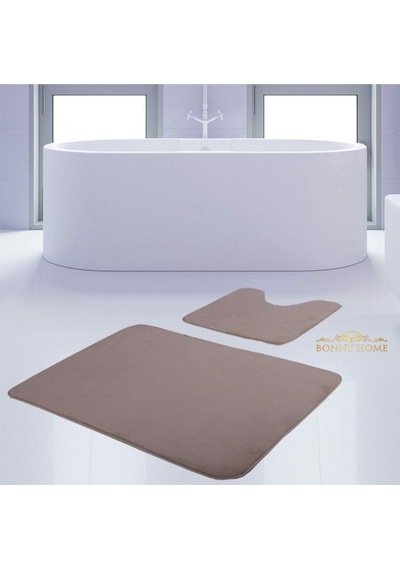 Bonny Home Unicolor Düz Vizon 2li Banyo Paspası Halısı Seti Kaymaz Vizon