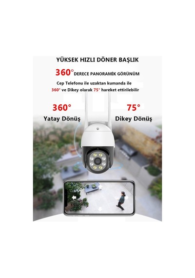 Powermaster 2MP 1080P Sese-Işığa Duyarlı Su Geçirmez PTZ Wifi Kam