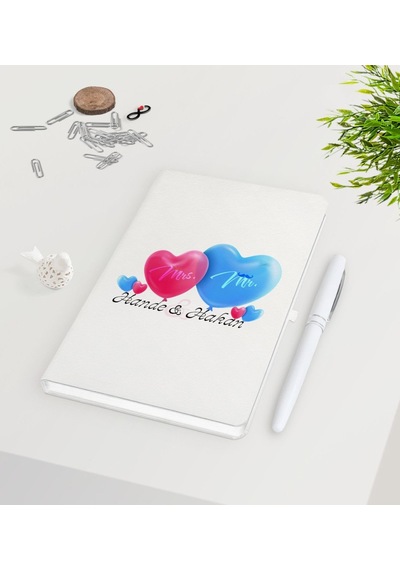Kişiye Özel Sevgililer Günü Beyaz Defter Kalem Seti-4