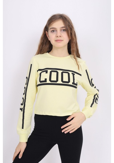 Toontoy Kız Çocuk Cool Baskılı Sweatshirt Sarı