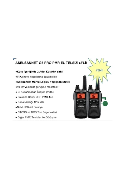 Aselsan Asn-m446-1000 G5 Pro Pmr 2 Li El Telsizi + Kulaklık