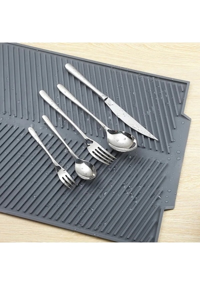 Büyük Boy Silikon Su Toplamaz Bulaşık Kurutma Matı Bulaşıklık - Bulaşık Altlığı 44 X 33 Cm Silikon G Diğer