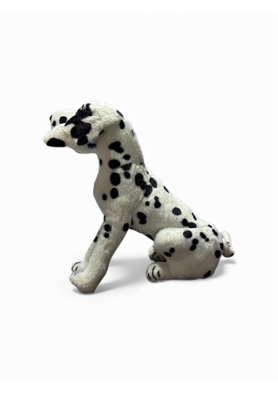 Oturan Peluş Köpek 30 Cm Beyaz - Siyah