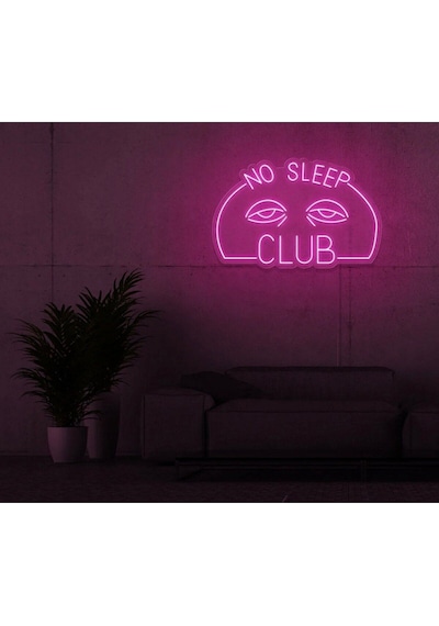 No Sleep Club Yazılı Ve Şekilli Neon Tabela Pembe