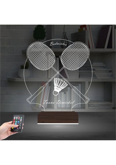 Luvivia Badminton Bedminton Kişiye Özel 3d Lamba - Masa Gece Lambası Şeffaf