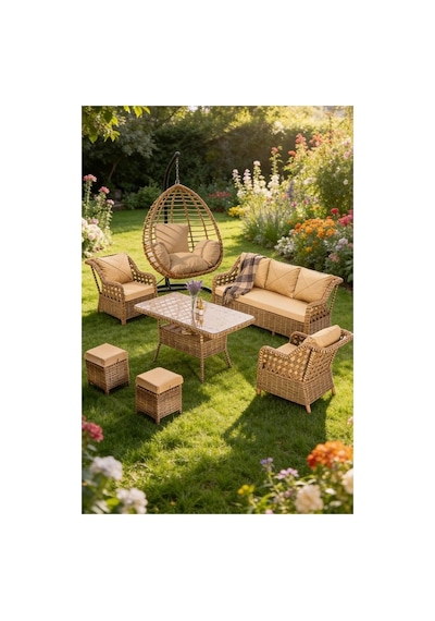 Dora Garden Home Ecem 7 Kişilik Rattan Bahçe Mobilyası Ve Tek Kişilik Salıncak Seti - Kahverengi Siyah Çizgili Dora Garden Home Ecem 7 Kişilik Rattan Bahçe Mobilyası Ve Tek Kişilik Salıncak Seti - Kahverengi Siyah Çizgili