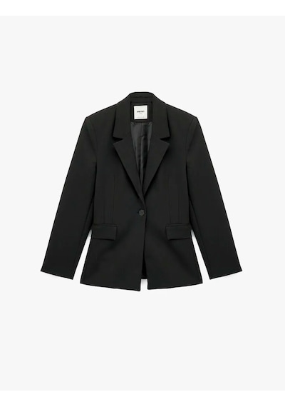 Koton Slim Fit Düğmeli Geniş Yaka Kadın Blazer Ceket 6wak50081uw Siyah