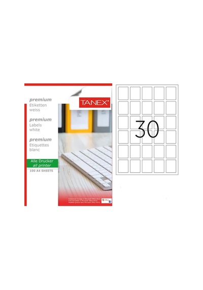 Tanex TW-2030 38x44.5mm Kuşe Laser Etiket 100 Lü Paket