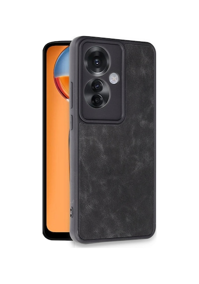 Oppo Reno 11f Uyumlu Kılıf Aras Deri Kapak - Siyah