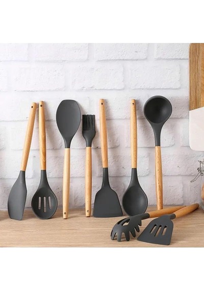 Nannoo Then Silikon Spatula Mutfak Seti 11 Parça Siyah Diğer
