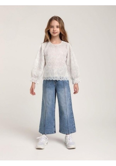 Escabel Kız Çocuk Yüksek Bel Yumuşak Dokulu Bel Ayar Lastikli Geniş Paça Kot Pantolon-15654 Mavi Escabel Kız Çocuk Yüksek Bel Yumuşak Dokulu Bel Ayar Lastikli Geniş Paça Kot Pantolon-15654 Mavi
