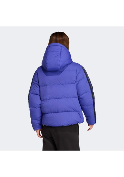 Adidas Essentials Climawarm 3 Stripes Puffer Down Kapüşonlu Kadın Mavi Outdoor Montu Jw9109