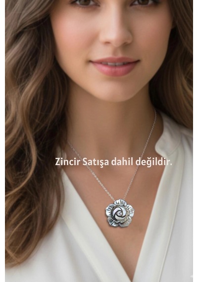 Gül Motifi Gri Renk Sedef Broş Br10-13 Gri