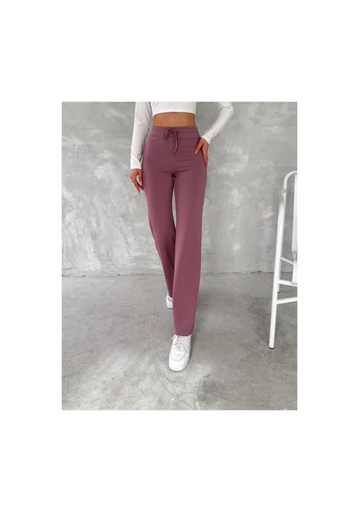 Winmoda34 Kadın Bol Paça Fitilli Pantolon Wide Leg Eşofman Altı Pembe