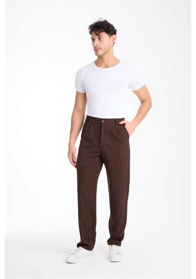 Gugus Erkek Baggy İthal Kumaş Pantolon Kahverengi