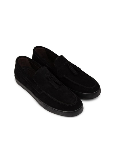 Deery Erkek Hakiki Süet Siyah Püskül Detaylı Loafer - 01994msyhc01 Siyah