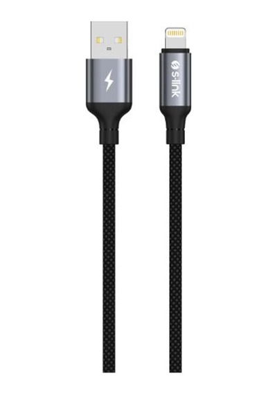 S-link Armor Ul-01 12w 1.2m Usb To Lightning Pd Örgülü Metal Başlıklı Siyah Hızlı Şarj Kablosu