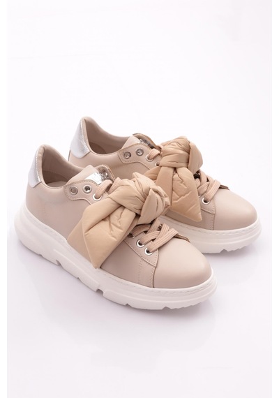 Dgn Es853 Kadin Kalin Taban Fiyonklu Sneakers Ayakkabi ES853-2007-R0152 Bej