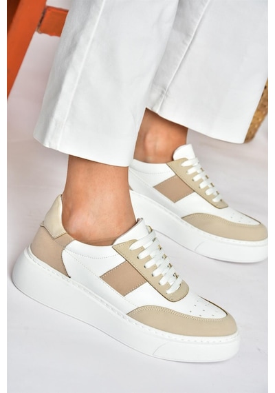 Fox Shoes P274048809 Beyaz/bej Günlük Kadın Spor Ayakkabı Sneakers Beyaz - Bej